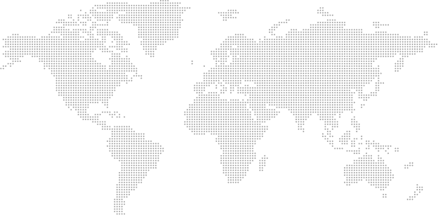 World map formed from small black circular dots on a white background.